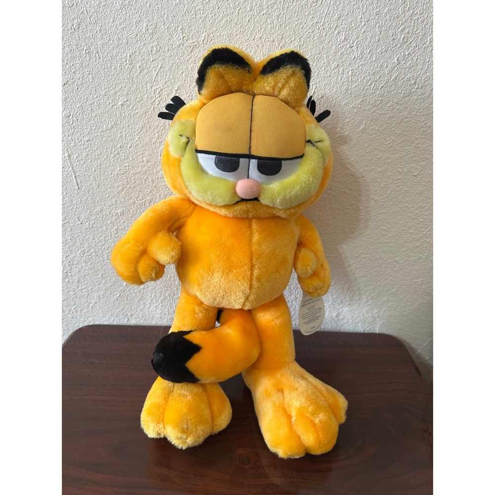 Vintage Garfield the Cat Plush Stuffed Animal Play By Play Orange 15 Inch 1990s